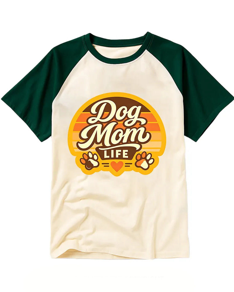 Retro Sunset Dog Paw Raglan Tee