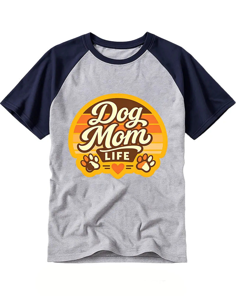 Retro Sunset Dog Paw Raglan Tee