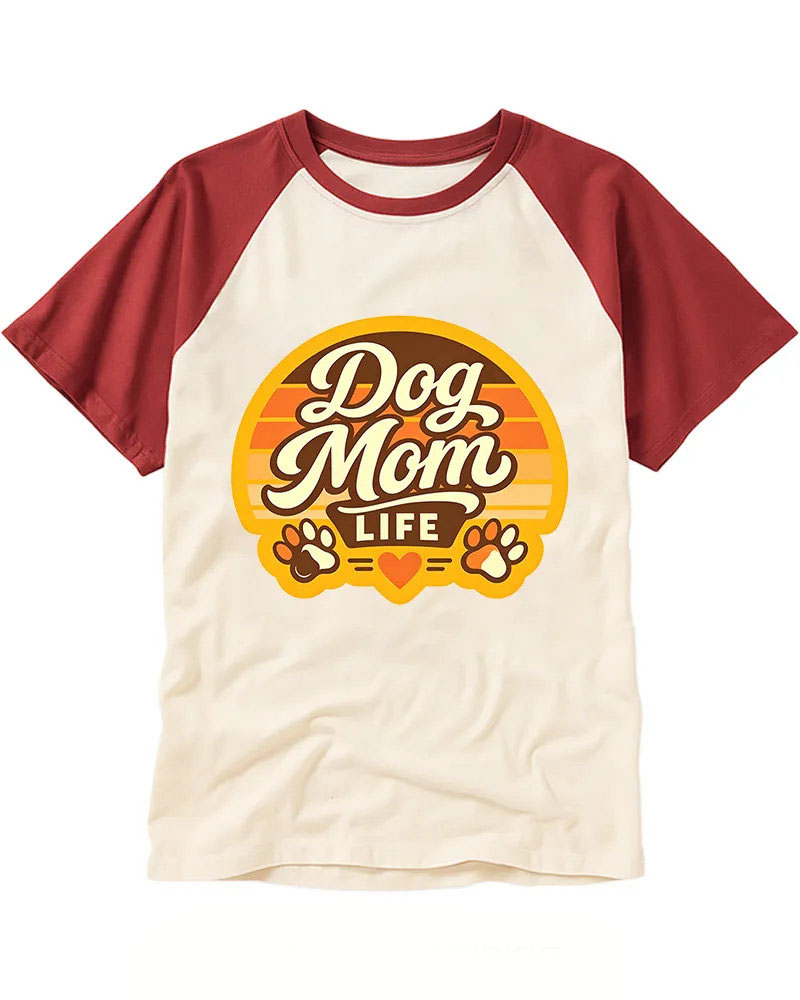 Retro Sunset Dog Paw Raglan Tee