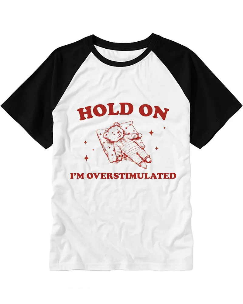 Vintage Red Sketch Bear Graphic Raglan Tee