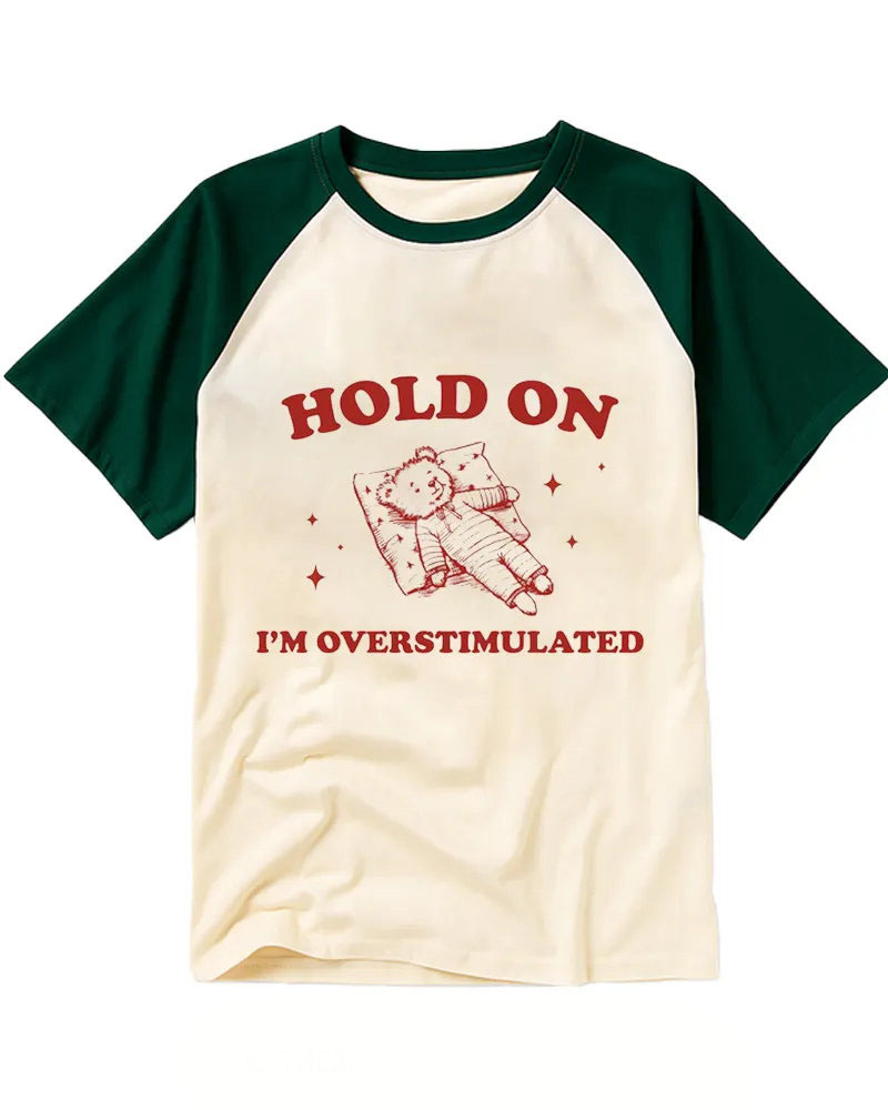 Vintage Red Sketch Bear Graphic Raglan Tee