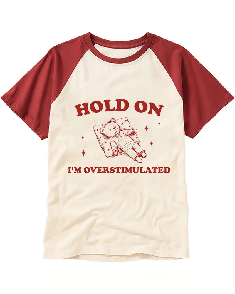 Vintage Red Sketch Bear Graphic Raglan Tee