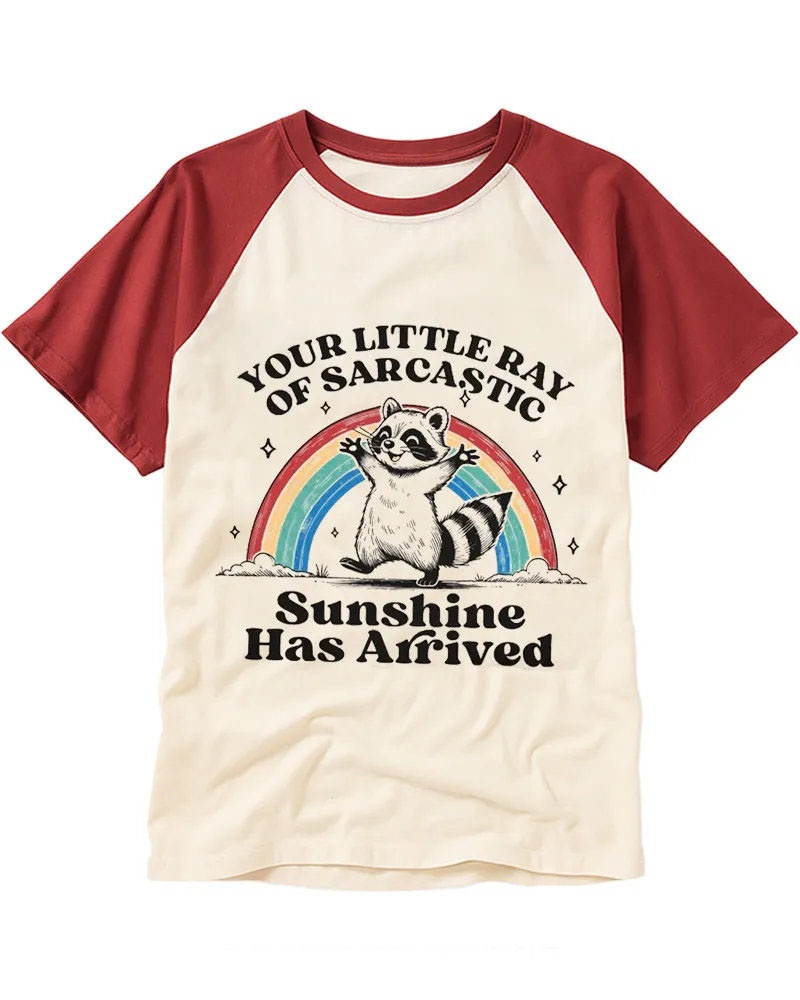 Vintage Groovy Sassy Raccoon Cotton Raglan Shirt