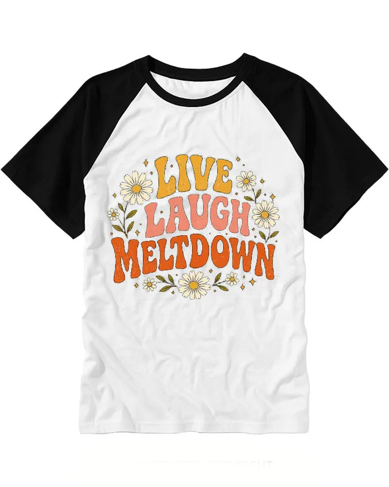 Funny Retro Floral Slogan Art Raglan Tee
