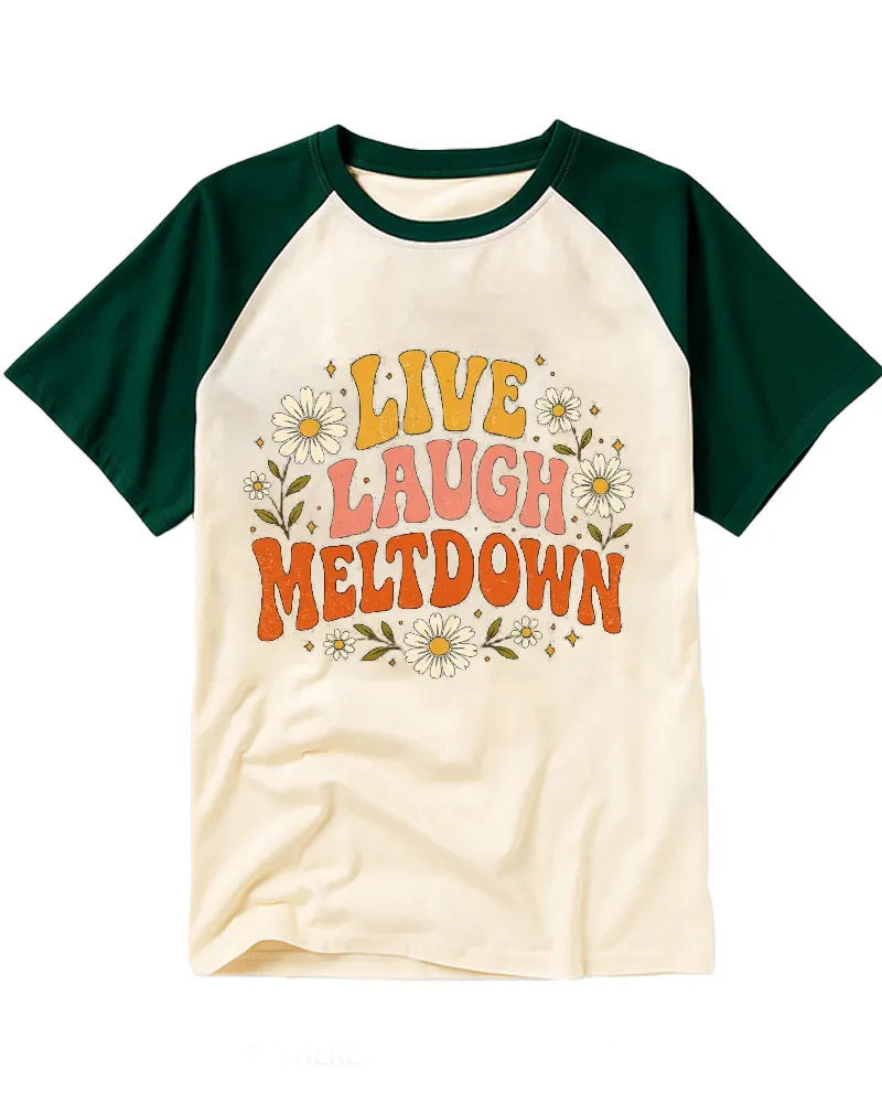 Funny Retro Floral Slogan Art Raglan Tee
