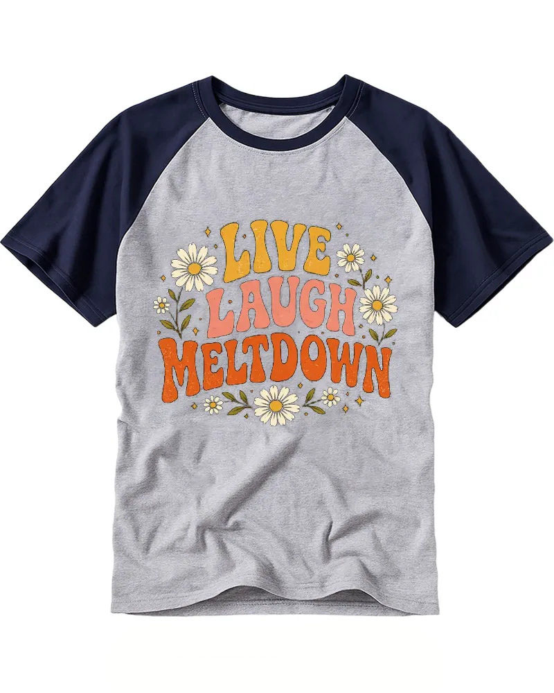 Funny Retro Floral Slogan Art Raglan Tee