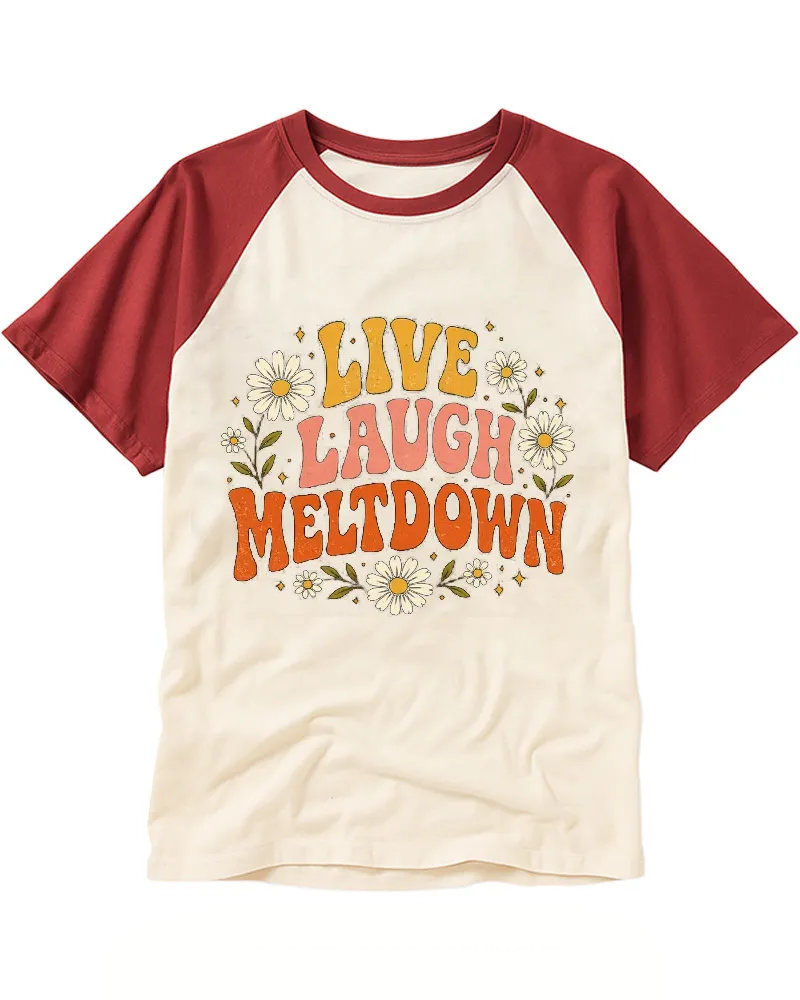 Funny Retro Floral Slogan Art Raglan Tee