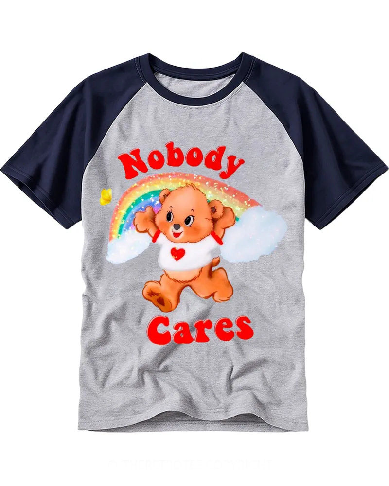 Vintage Pastel Rainbow Bear Cotton Baseball T-Shirt