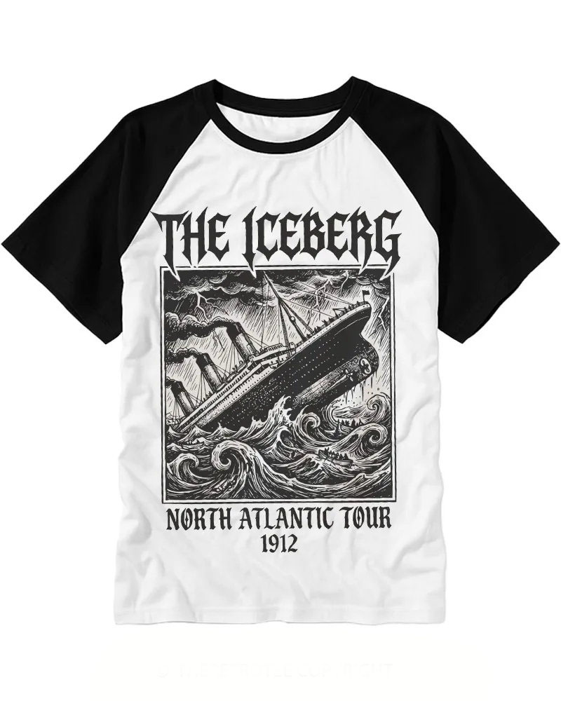 Vintage Stormy Sea Sinking Ship Raglan Tee