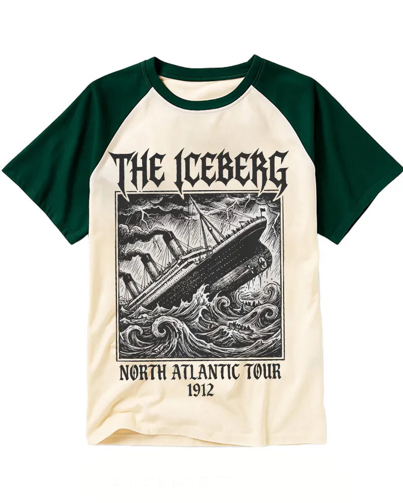 Vintage Stormy Sea Sinking Ship Raglan Tee