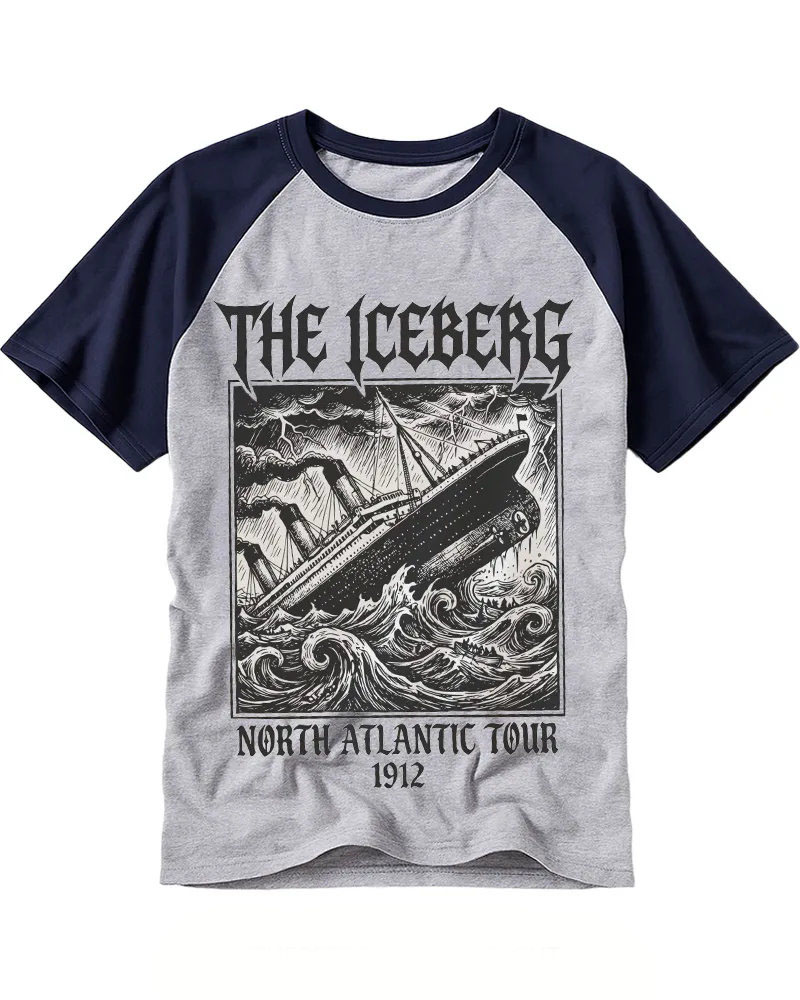 Vintage Stormy Sea Sinking Ship Raglan Tee