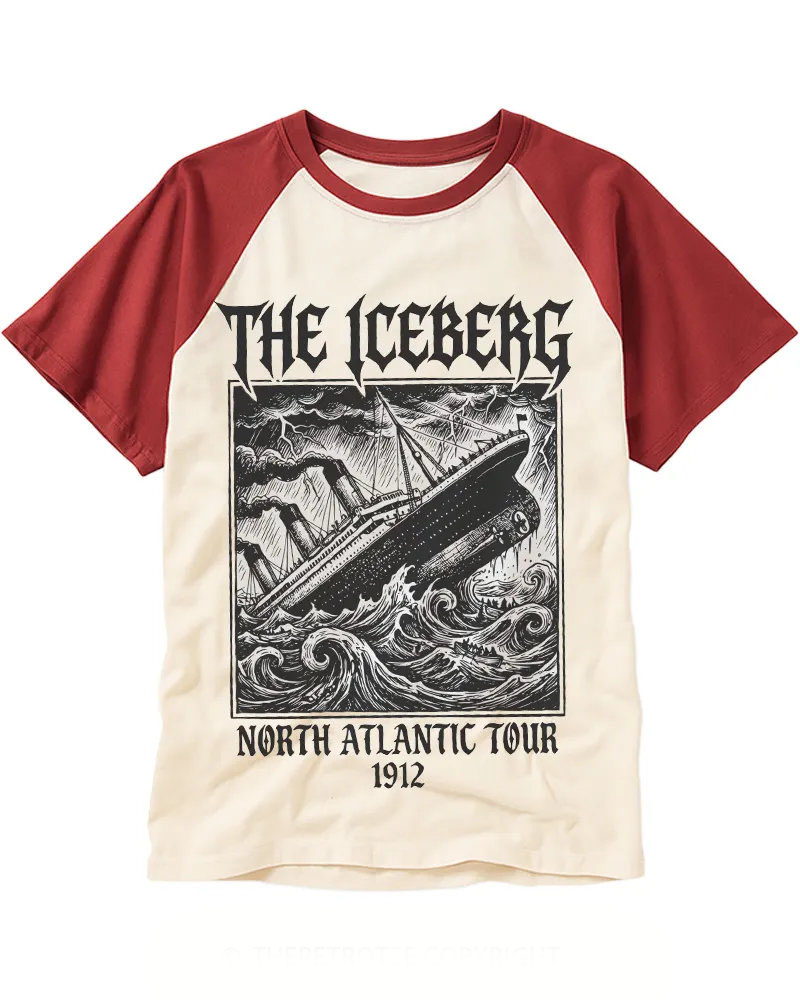 Vintage Stormy Sea Sinking Ship Raglan Tee