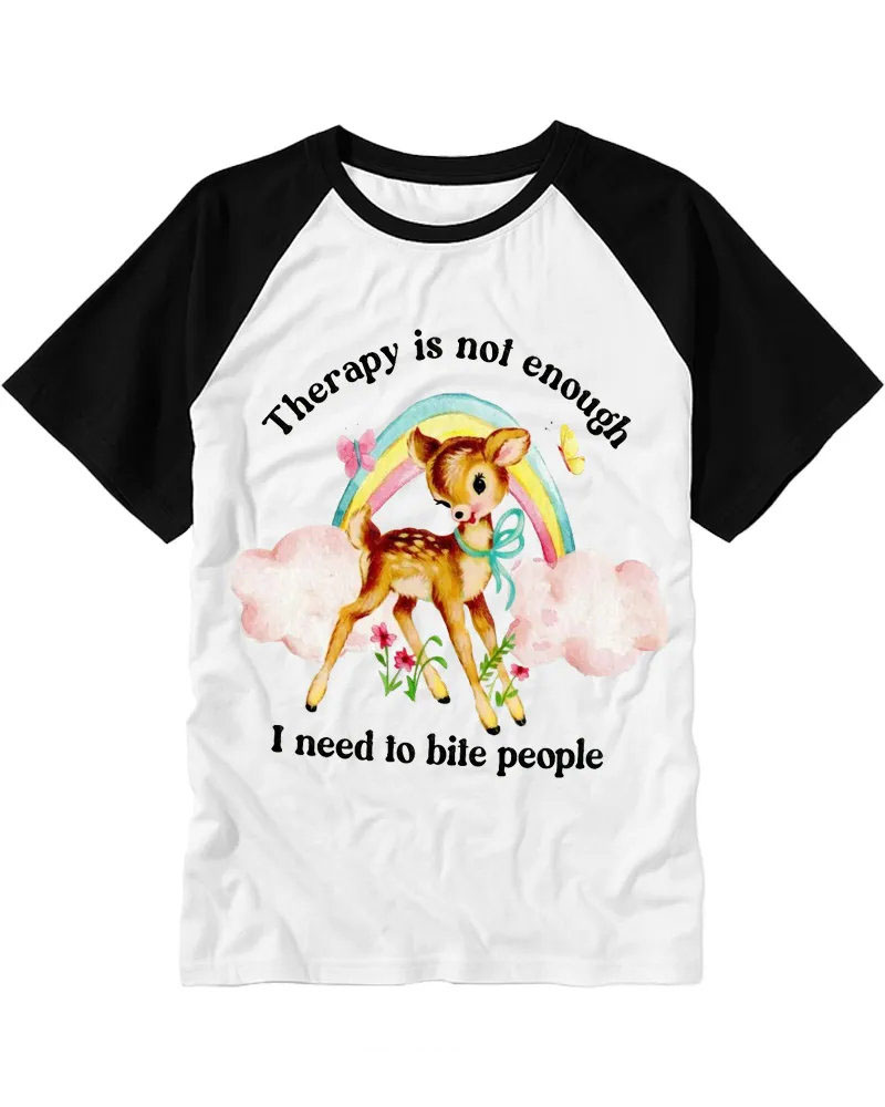 Retro Bambi Rainbow Sarcasm Raglan Tee