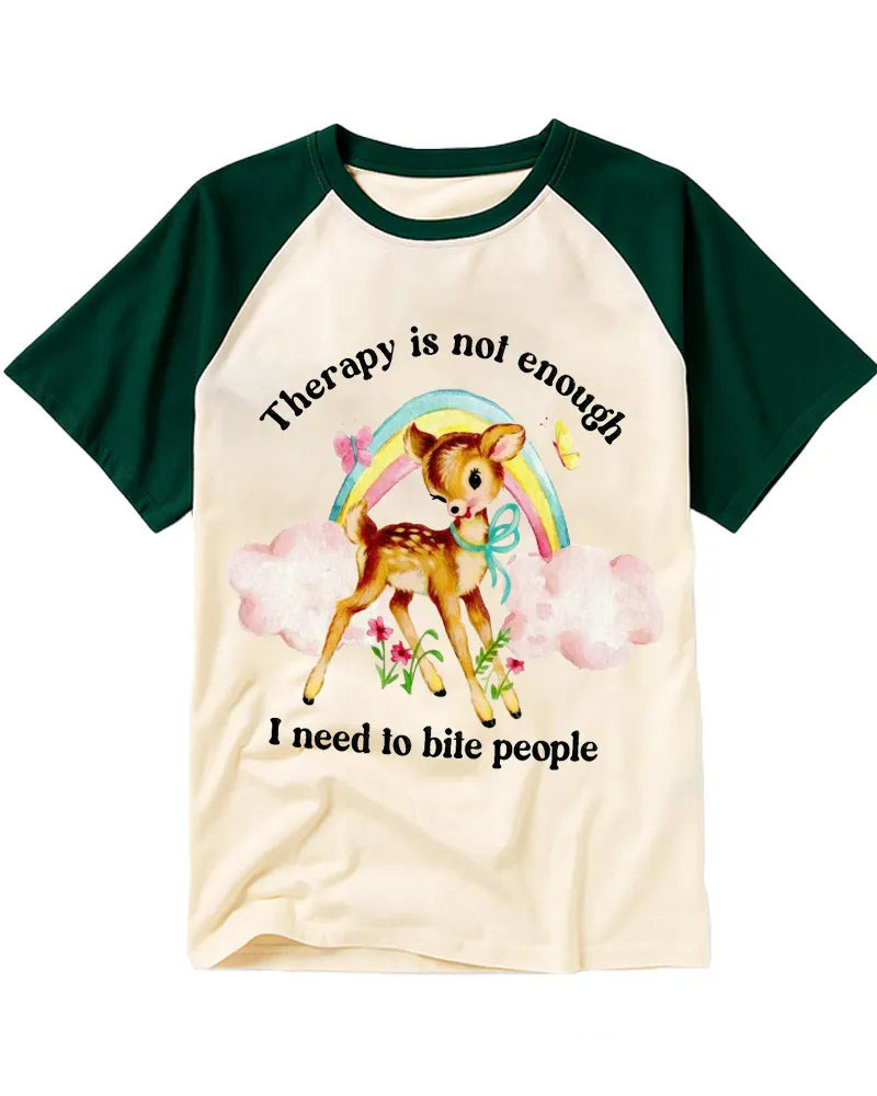 Retro Bambi Rainbow Sarcasm Raglan Tee