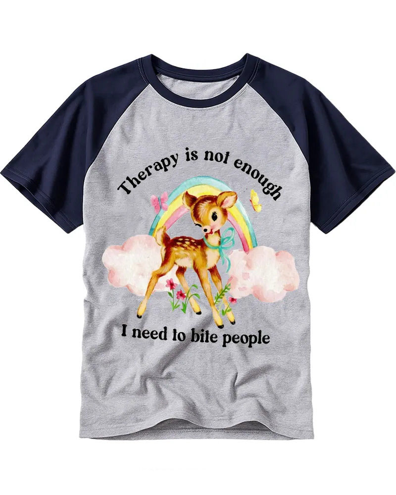 Retro Bambi Rainbow Sarcasm Raglan Tee