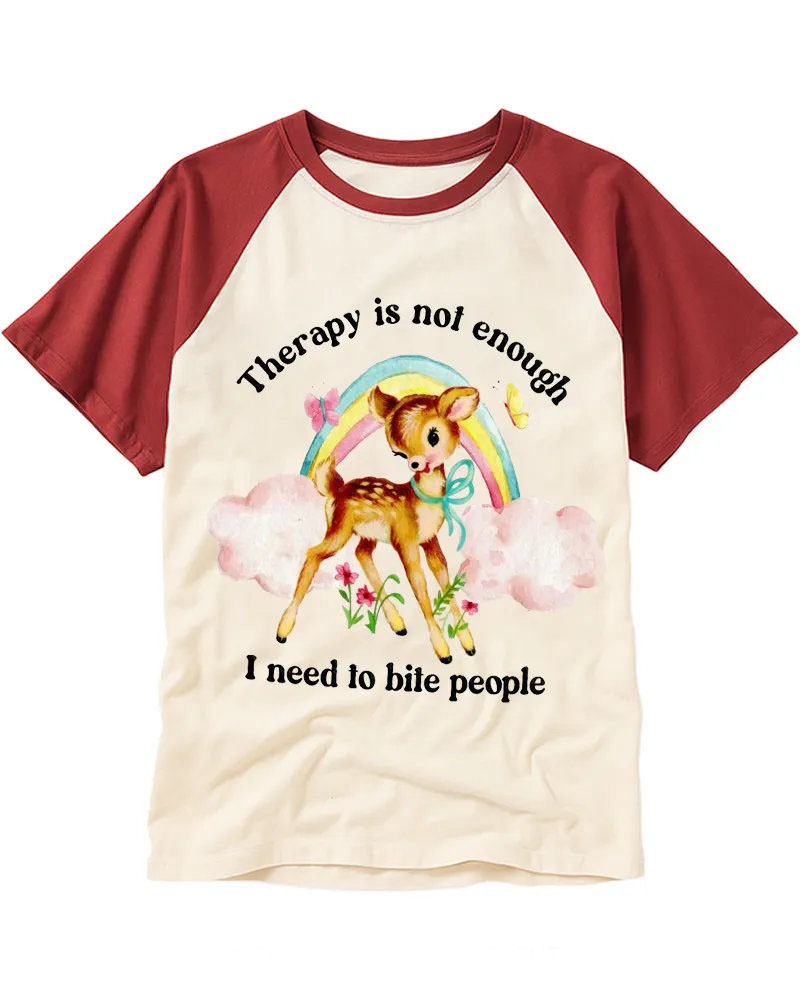 Retro Bambi Rainbow Sarcasm Raglan Tee