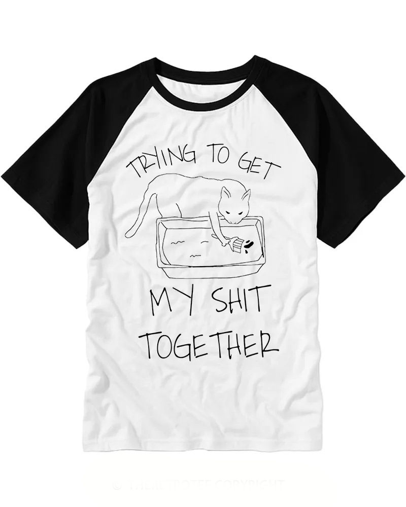 Minimalist Cat Humor Graphic Raglan Tee