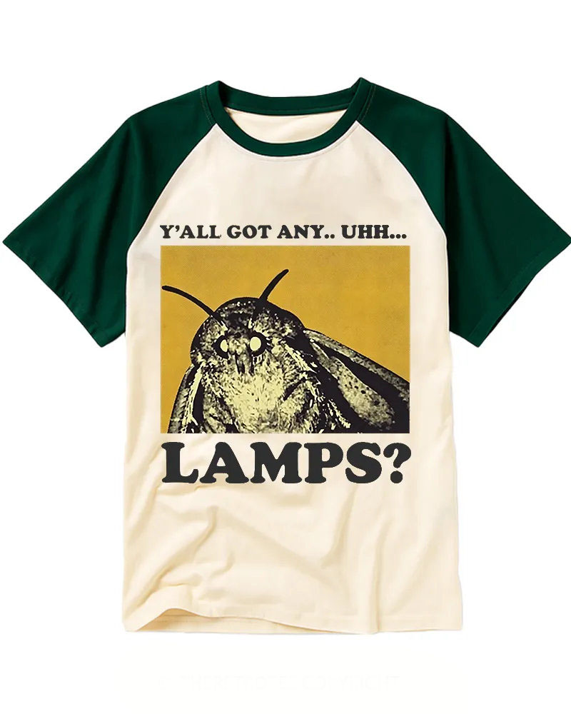Classic Retro Humorous Moth Cotton Raglan Tee