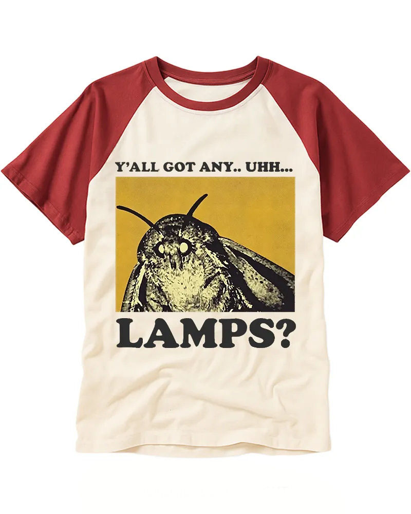 Classic Retro Humorous Moth Cotton Raglan Tee
