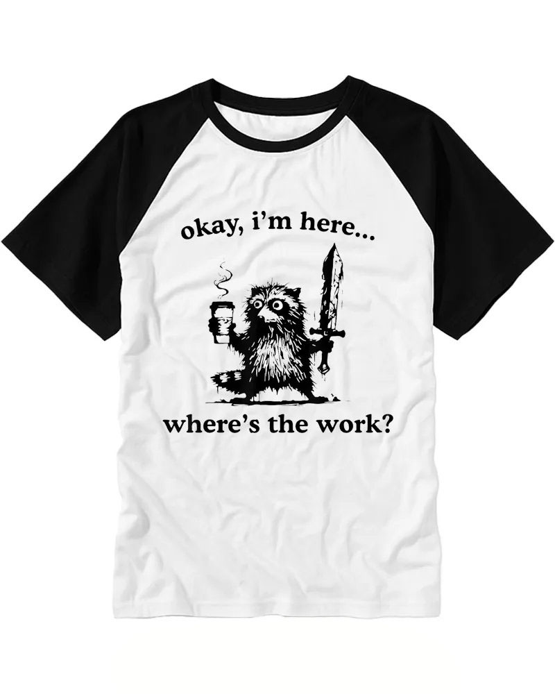 Vintage Grumpy Raccoon Graphic Raglan Tee