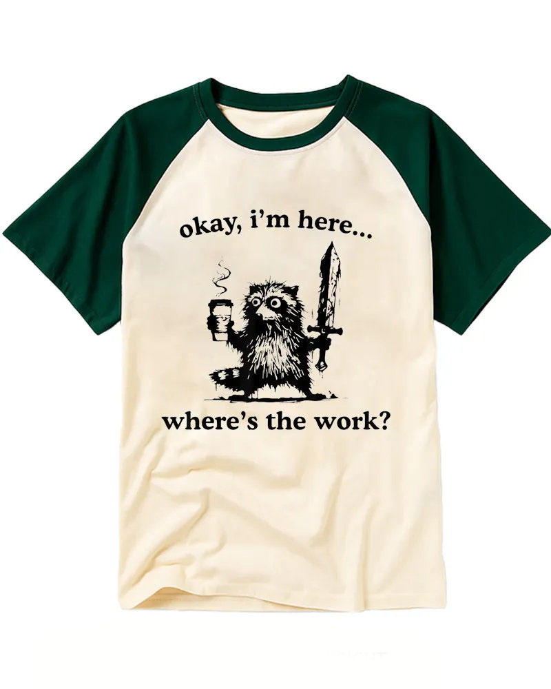 Vintage Grumpy Raccoon Graphic Raglan Tee