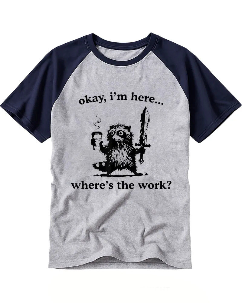 Vintage Grumpy Raccoon Graphic Raglan Tee
