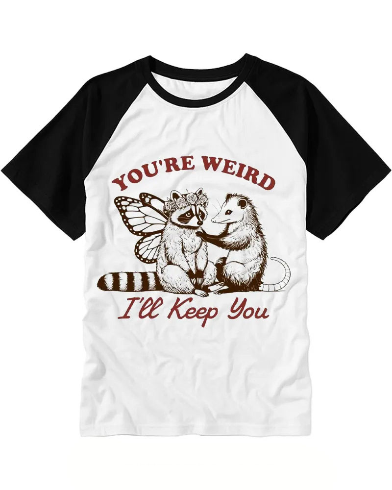Fairy Raccoon Opossum Cute Vintage Raglan Tee