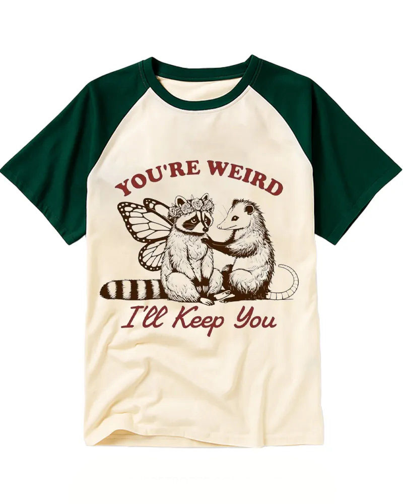Fairy Raccoon Opossum Cute Vintage Raglan Tee