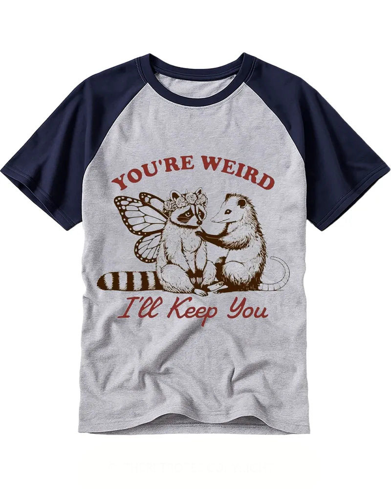 Fairy Raccoon Opossum Cute Vintage Raglan Tee