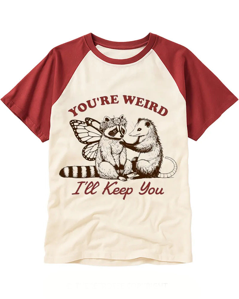 Fairy Raccoon Opossum Cute Vintage Raglan Tee