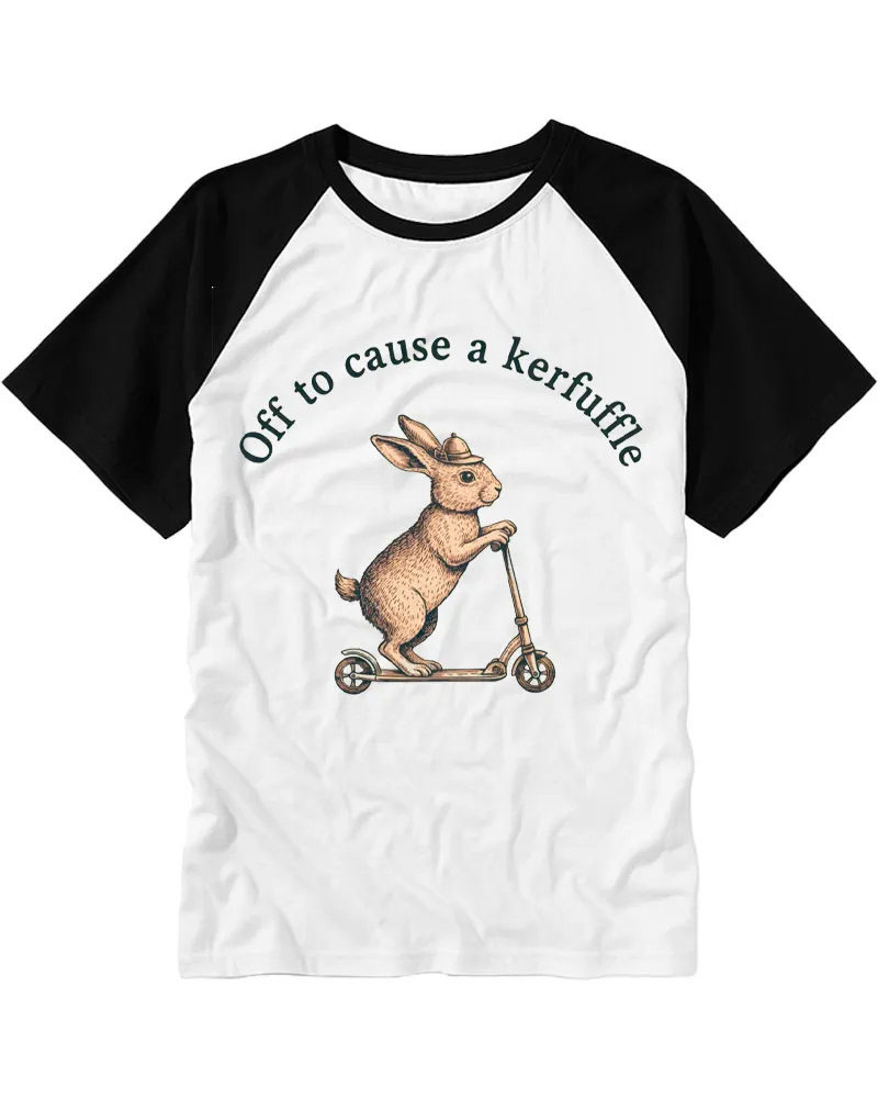Vintage Illustrated Rabbit Cotton Raglan Shirt