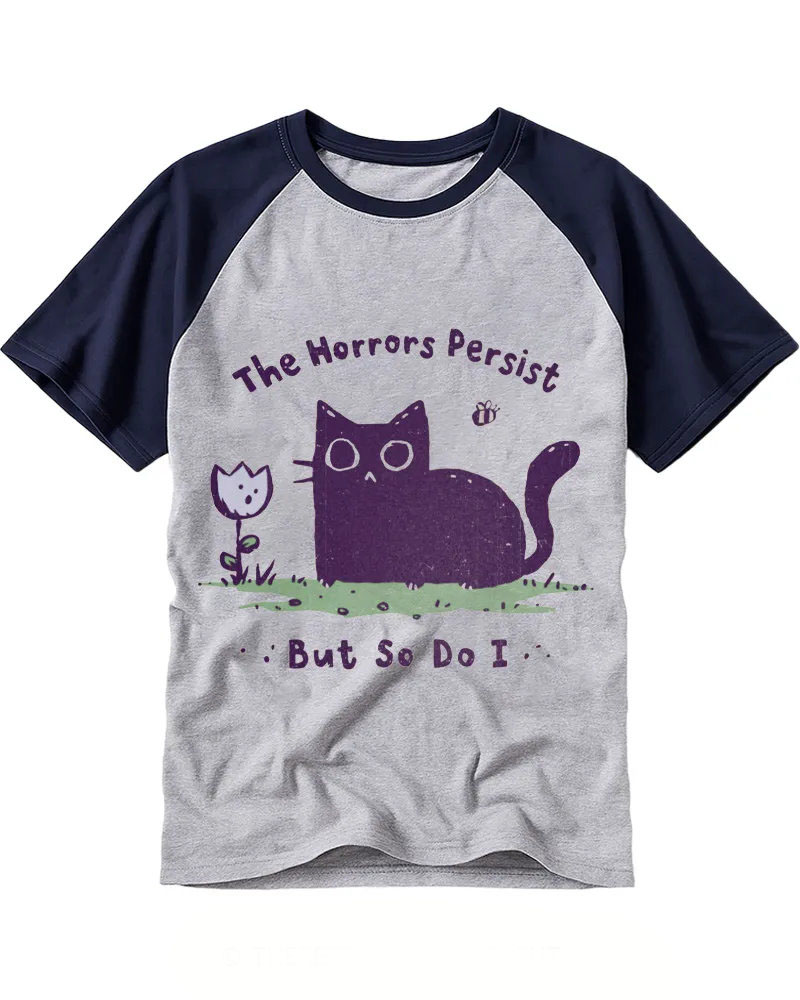 Retro Purple Cat Raglan Tee