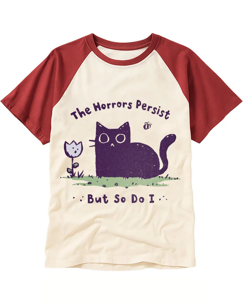 Retro Purple Cat Raglan Tee