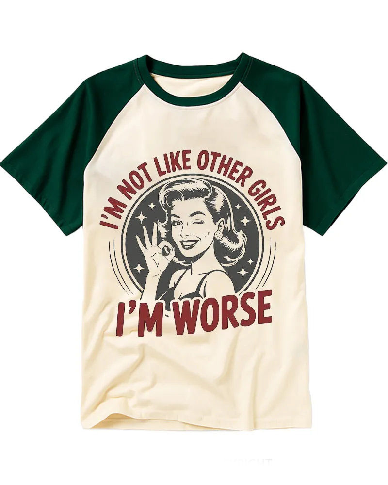 Sarcastic Retro Pinup Woman Raglan Tee