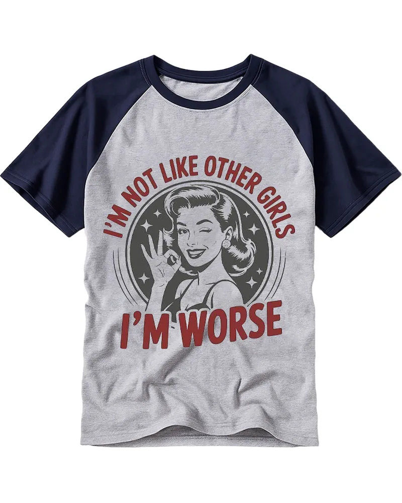 Sarcastic Retro Pinup Woman Raglan Tee