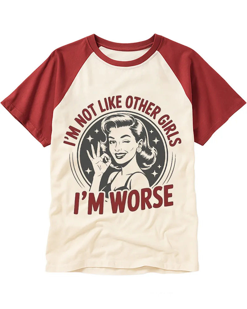 Sarcastic Retro Pinup Woman Raglan Tee