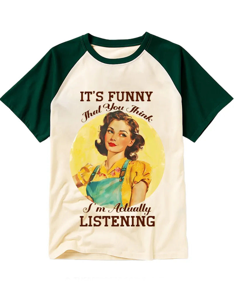 Classic Retro Pinup Woman Illustration Raglan Top