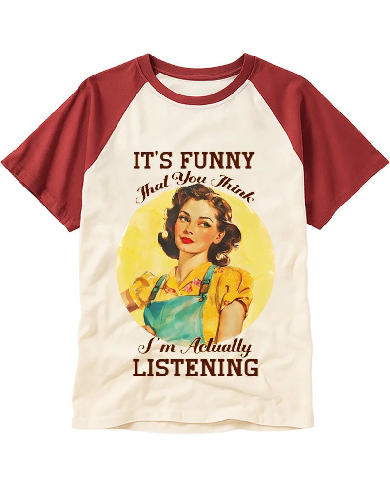 Classic Retro Pinup Woman Illustration Raglan Top