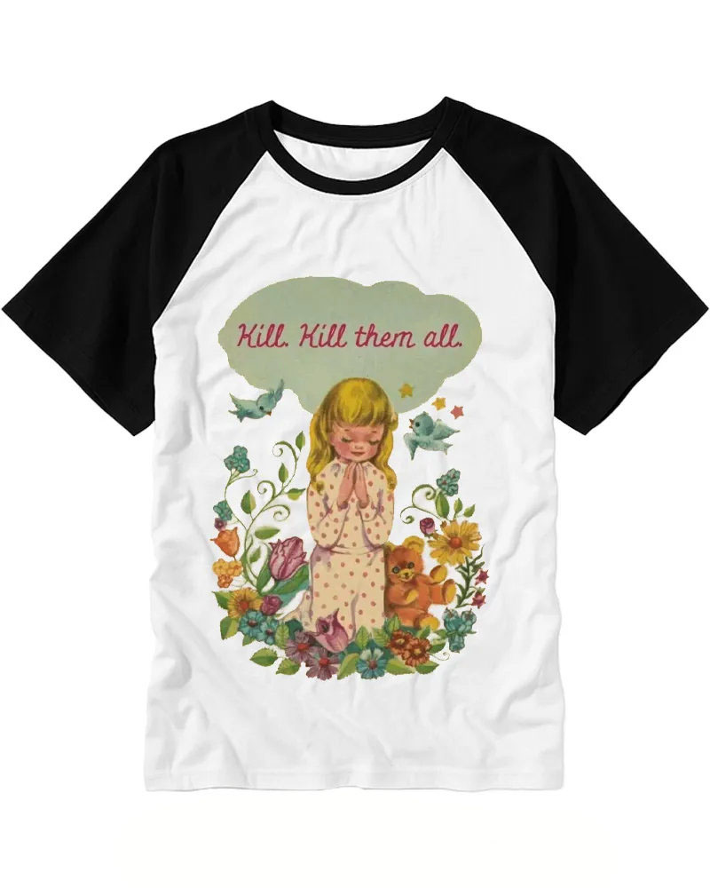 Retro Dark Humor Girl Raglan Tee