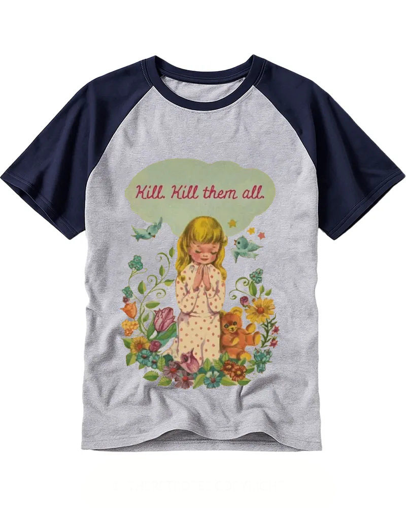 Retro Dark Humor Girl Raglan Tee