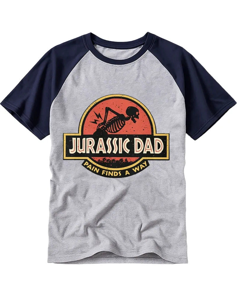 Vintage Funny Dad Skeleton Graphic Cotton Baseball T-Shirt