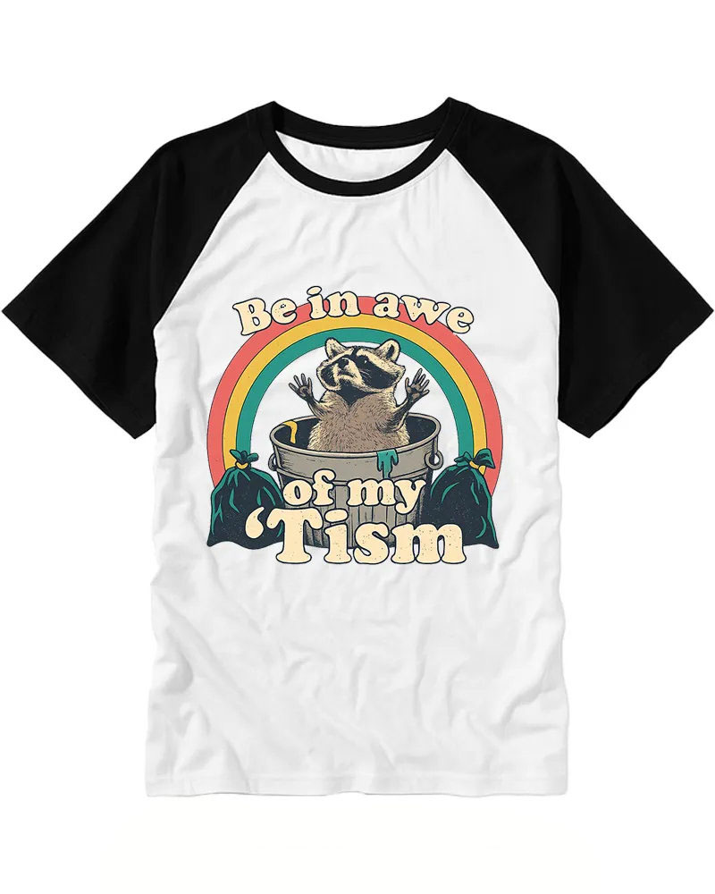Retro Raccoon Rainbow Raglan Tee