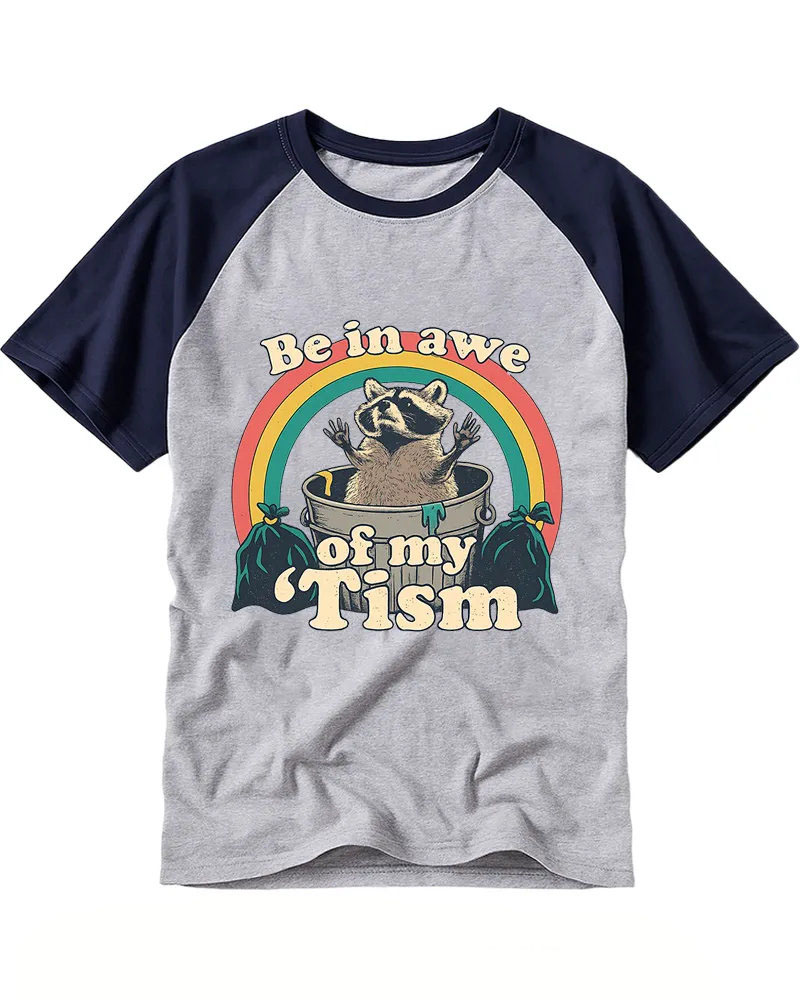 Retro Raccoon Rainbow Raglan Tee