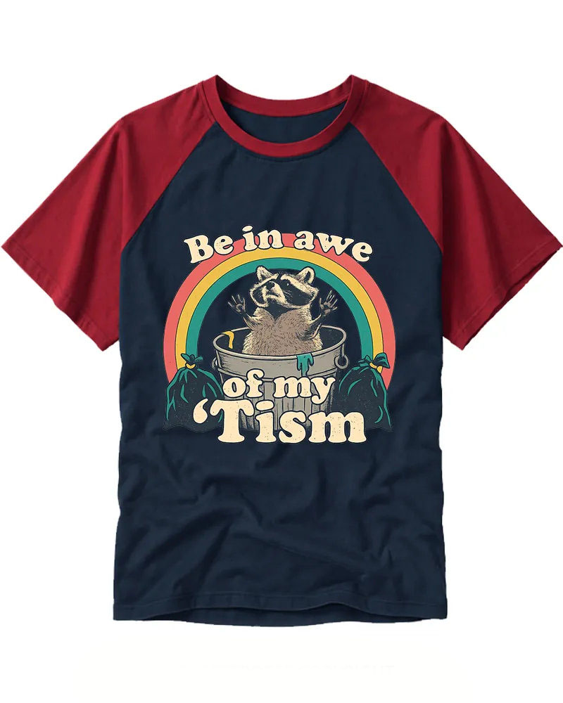 Retro Raccoon Rainbow Raglan Tee