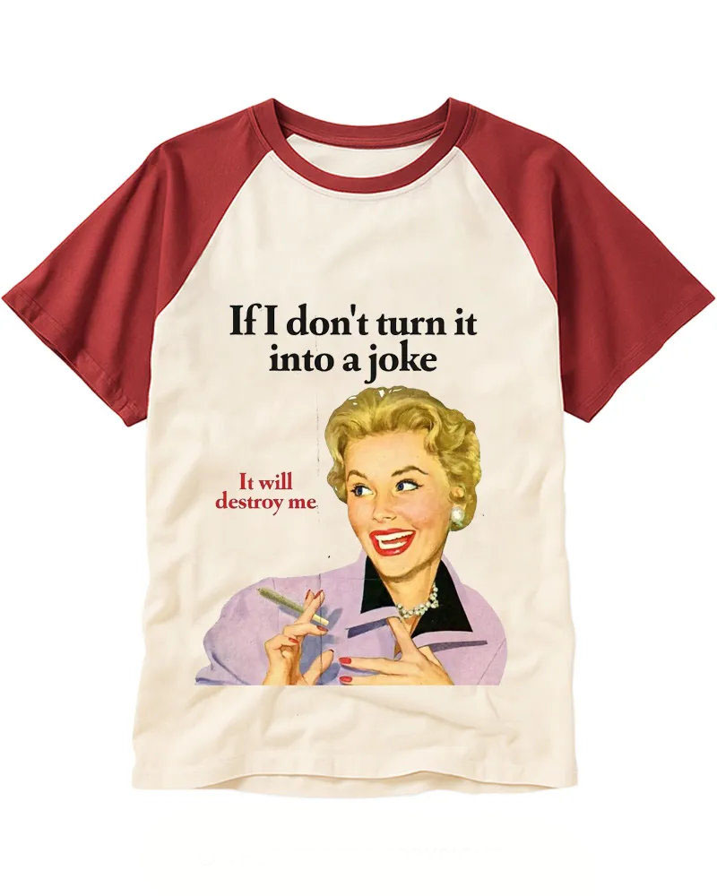 Vintage Funny Housewife Graphic Raglan Tee