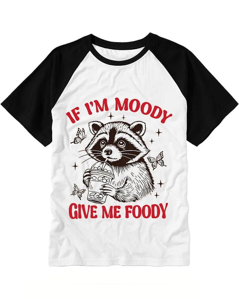 Cute Vintage Raccoon With Soda Graphic Raglan Tee