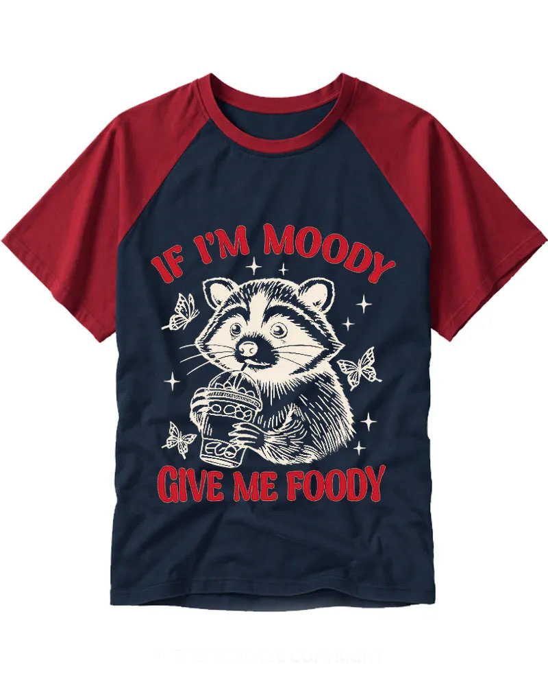 Cute Vintage Raccoon With Soda Graphic Raglan Tee
