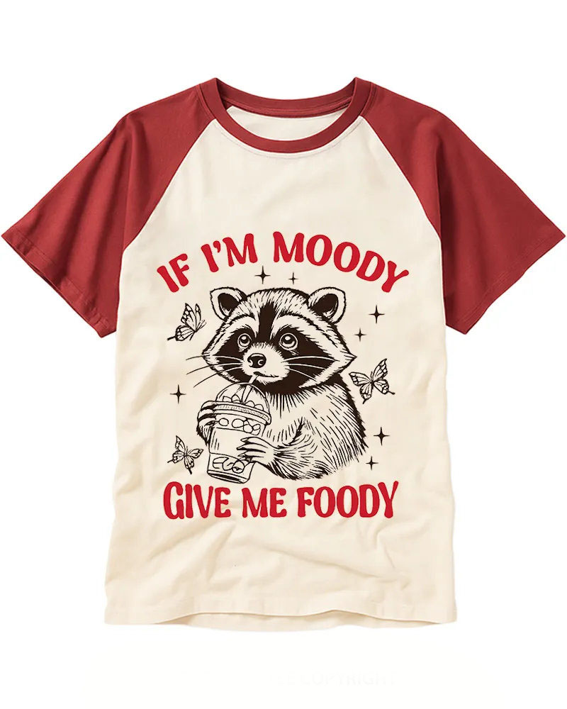 Cute Vintage Raccoon With Soda Graphic Raglan Tee