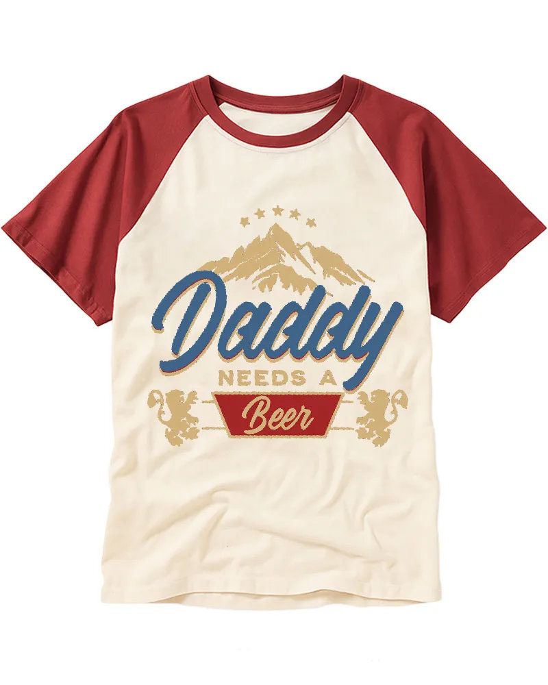 Funny Retro Dad Beer Statement Art Tee