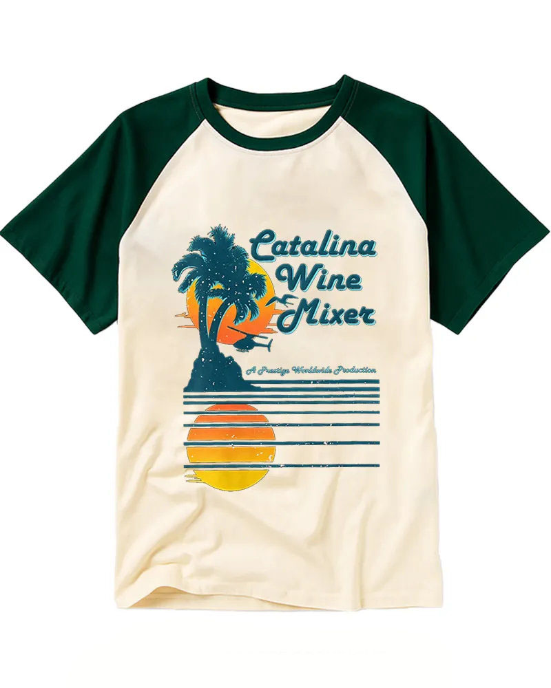 Vintage Coastal Sunset Letter Raglan Tee